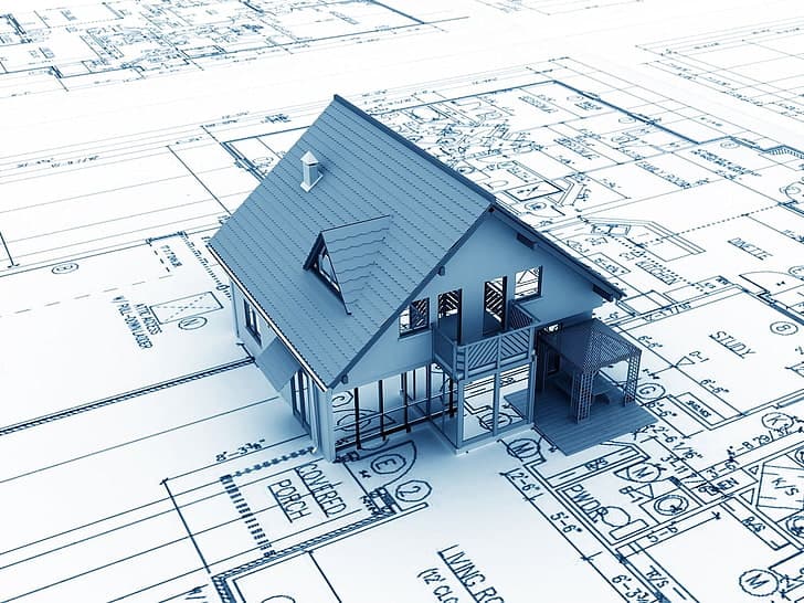 青写真の上に載った住宅の3Dモデル