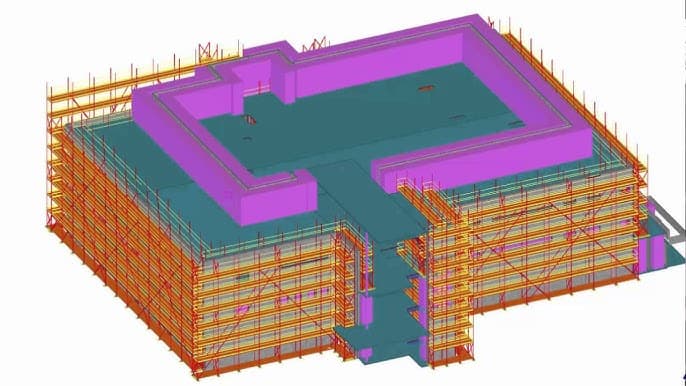 図面を表示するモニターとデスクのワークスペース